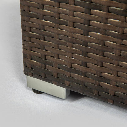 Rectangle Steel and Wicker Propane Outdoor Fire Pits in Brown 32 In. W X 20 In. D X 15 In. H