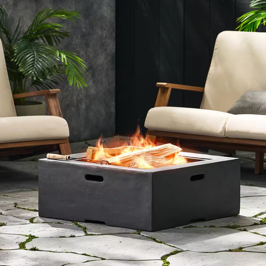 Grey Square Wood-Burning Fire Pit