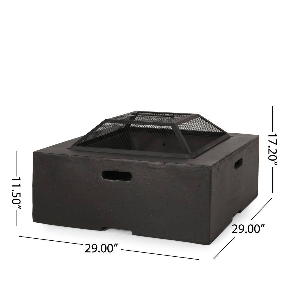 Grey Square Wood-Burning Fire Pit