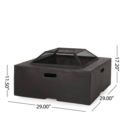 Grey Square Wood-Burning Fire Pit
