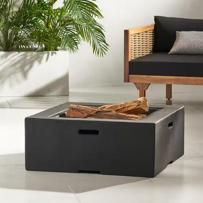 Grey Square Wood-Burning Fire Pit