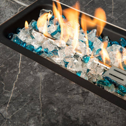 Rectangle Steel and Wicker Propane Outdoor Fire Pits in Brown 32 In. W X 20 In. D X 15 In. H