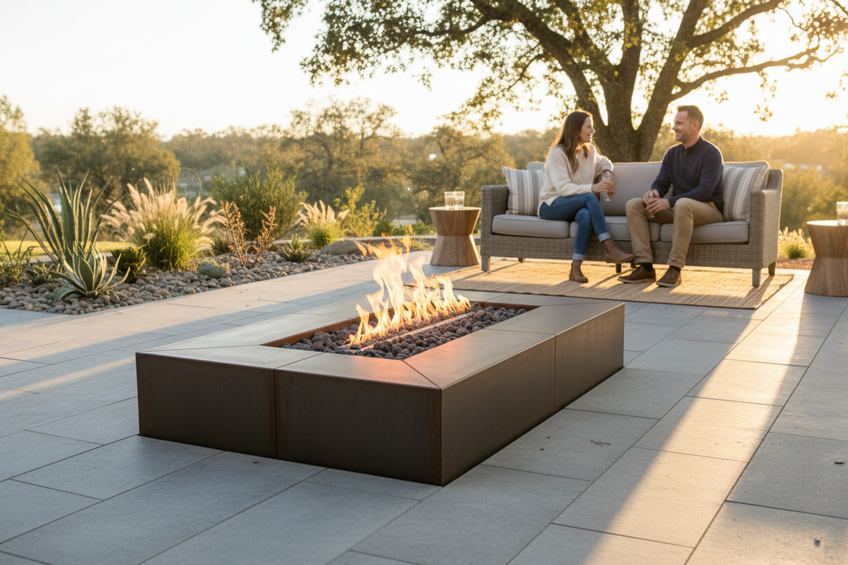 Fire Pit Backyard Scene